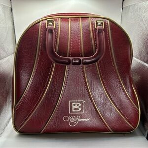 Vintage Brunswick Windjammer Burgundy Vinyl Bowling Bag Carry-On Tote-70’s Style